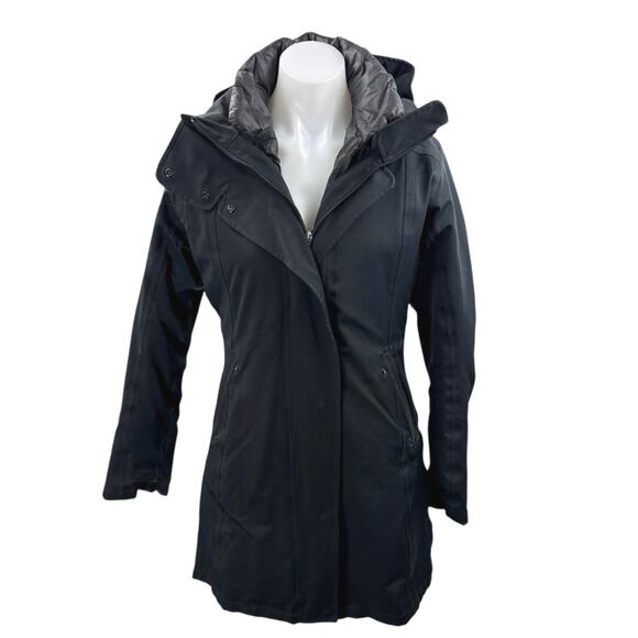 Patagonia Women's Black Long Sleeve Down Insulated Hooded Coat Jacket Size S - Picture 1 of 5